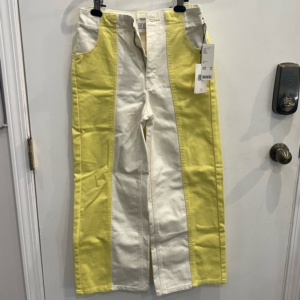 BDG High & Wide Vibrant Sun Yellow and White Jeans